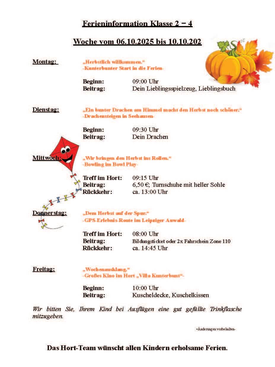 Oktoberferien 2025 woche 1